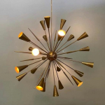 Moodne Sputnik l&uuml;hter Ustinov Style 32 Arm 24 Light Kesk sajandi messing Sputnik l&uuml;hter valgusti