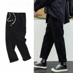 Laia s&auml;&auml;rega sirged teksad, mehed, naised, vabad vabaaja p&uuml;ksid, meessoost &uuml;li&otilde;pilased, korea p&uuml;ksid, trendikad t&auml;navar&otilde;ivad XXXL must