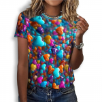 Moodne 3D-prindiga T-s&auml;rk naistele vabaaja &uuml;mmarguse kaelusega Armastus, suvised l&uuml;hikeste varrukatega topid Hip Hop Trend Naiste riided Lahtised t&uuml;drukute s&auml;rgid S