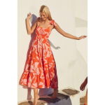 Naiste lillemustriga pikk kleit ruudukujulise kaelusega, k&otilde;rge v&ouml;&ouml;kohaga, varrukateta maksikleit. Suvine puhkus, rand, pikk kleit. Hingav, &otilde;huke, pehme, mugav kleit. 2XL