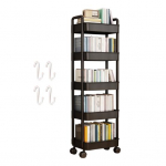 4-korruseline ratastega veerev k&auml;ru Tugev konstruktsioon, suure mahutavusega, tugeva kandev&otilde;imega mobiilne riiulik&auml;ru raamaturiiul must
