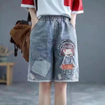 Suvised vintage perforeeritud k&otilde;rge v&ouml;&ouml;kohaga naiste teksap&uuml;ksid XXXL