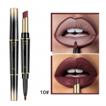 2 IN 1 Lip Liner huulepulk Matte Velvet Natural Nude Huulepulk Pliiats V&auml;ga pigmenteeritud kauakestev huulepulk Meik Kosmeetika 10#