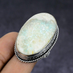 Fossil Coral Gemstone handmade 925 Sterling Silver gift Jewelry Ring Size 7 Q6u95