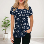 Naiste suvine T-s&auml;rk Pink Roses Print l&uuml;hikeste varrukatega T-s&auml;rgid Juhuslikud tr&uuml;kitud topid XS punane