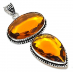 Natural Honey Topaz Gemstone Handmade 925 Sterling Silver Pendant 3.55 v2g85