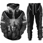 Uus Meeste retro Knight Templar Armour Hoodie 3D Prinditud Meeste Hoodid Vabaaja spordir&otilde;ivad spordip&uuml;ksid Kaheosaline komplekt &Uuml;likond 3XL