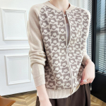 Naiste ka&scaron;miirist kardigan Qinghe ka&scaron;miir 30% ka&scaron;miir 70% vill s&uuml;gis-talvine ka&scaron;miir kardigan paksendatud pehme soe L pruun