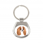 Cavalier King Charles Spaniel - geometric keychain with a photo and the inscription Art-Dog