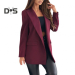 Naiste &uuml;likond, mantel rev, pikkade varrukatega klapitaskud &uuml;likonna jope n&ouml;&ouml;biga dekoor Slim Fit &uuml;hev&auml;rviline pidulik jakk S veinipunane v&auml;rv