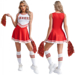 Naiste cheerleading kost&uuml;&uuml;mid koolit&uuml;drukud Cheer Leader vormir&otilde;ivad tantsuriided Halloweeni cosplay kleit sokkide ja r&otilde;&otilde;mustava lillega XL