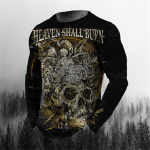 3D-printimine O-kaelusega pikad varrukad Plus Size T-s&auml;rk Meeste riided Retro meeste pikkade varrukatega T-s&auml;rk Skull Long T-s&auml;rk Meeste T&auml;nav S