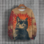 Loomadega dressipluus meestele, p&auml;ikeseprillid, kassipildid, pikkade varrukatega, tr&uuml;kitud T-s&auml;rgid, vabaaja &otilde;ues kasutamiseks m&otilde;eldud t&auml;navariided, &uuml;lisuured meeste riided S