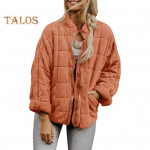 S&uuml;gistalvine naiste jope krae Pikad varrukad T&otilde;mblukuga taskud &Uuml;hev&auml;rvilised Kaelakaitse Paks soe kardigan Naistemantel XXL oranž