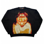 Y2K hip-hop meeste ja naiste t&auml;navastiilis retro anime kootud pullover kampsun M must