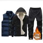 Meeste s&uuml;gis- ja talvine kapuutsiga puuvillane jope soe vest puuvillased p&uuml;ksid vabaaja soe kolmeosaline &uuml;likond XXXL