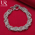 925 h&otilde;bedane &uuml;mmargune kootud kett OT pandlaga k&auml;ev&otilde;ru Moodsad pulmaehted 20CM