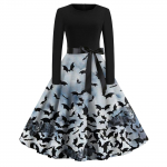 Halloween Print Flare Kleit Naistele Pikkade varrukatega Kleit &Otilde;&otilde;nes pidup&auml;evakleidid M