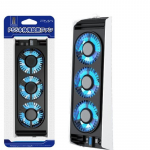 T&auml;iustatud LED-valgustusega jahutusventilaator, Vaikne ja t&otilde;hus jahutuss&uuml;steem, 2 ventilaatori kiirust, 3 v&auml;ikest ventilaatorit, USB 3.0 port PlayStation5 digitaalsele ja ketastega versioonile 21.2*14.2*6.6cm must/valge