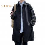 Meeste tuulejope mantel, pikkade varrukatega kaherealine ja taskutega &uuml;hev&auml;rviline vabaajaline keskmise pikkusega v&auml;lisriietus M khaki