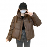 Naiste talvine puuvillane mantel taskutega, p&uuml;kskraega, pikkade varrukatega, &uuml;hev&auml;rviline, kerge, paksendatud ja soe &uuml;ler&otilde;ivas M roheline