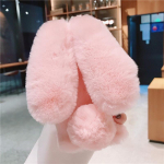 Soe Rabbit Fluff Silicon tagakaas Samsung S25 S24 Ultra S23 FE S22 Plus A16 A05 A15 A25 A35 A55 A14 A24 A34 A54 A53/iphone 16 15 14 Pro maxCase jaoks iphone 16 roosa