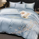 Pestud j&auml;&auml;siidiga tikitud Snow Lotus Tencel neljaosaline komplekt jahe tekikattega voodilina 2.0m bed