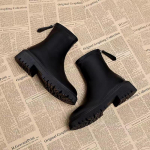 P&auml;ris pehmest nahast prantsuse Martin saapad naiste platvormiga retro l&uuml;hikesed saapad paksu kontsaga samet hingavad elastsed saapad 35