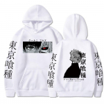 Anime Tokyo Ghoul Ken Kaneki Manga Hoodie Pullover Topid Pikkade varrukatega Ken Kaneki Multikas vabaaja mood, riidest pulloveriga dressipluus XXXXL valge