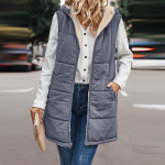 Naiste s&uuml;gisesed &uuml;mberp&ouml;&ouml;ratavad vestid varrukateta jakk lukuga kapuutsiga taskud pikad soojad talvised &uuml;ler&otilde;ivad L hall