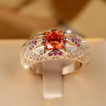 Suurep&auml;rane &uuml;mmargune punane tsirkoonist abielus&otilde;rmus naistele Luksuslik kullav&auml;rvi kihlas&otilde;rmus Moeehted Elegantne s&uuml;nnip&auml;evakingitus 9 kuld