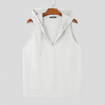 INCERUN Meeste V-kaelusega varrukateta vabaajaprinteriga kapuutsiga mantlid 4XL valge