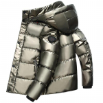 Talvine meeste paks soe kapuutsiga 90 % valge pardi sulejope veekindel l&uuml;hike mantel XXXL