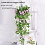 Kunstlik Morning Glory seinarippkaunistus &ndash; elutoa roheline taimekorv 44 Glued Morning Glory Petunia Wall Hanging
