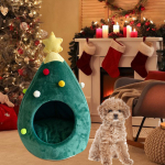Cat Nest with Partial Closure, Dog Bed in Holiday Tree , Washable Pet Tent for Cats And Dogs M