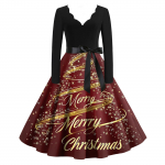 Naiste mood V-kaelusega vabaaja &otilde;hukesed j&otilde;ulutr&uuml;kiga pikkade varrukatega kleidid XL must