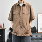 Retro S&auml;rk Meeste Suvine Riietus Hong Kongi Stiil &Otilde;pilase Vaba Aja ja Ni&scaron;&scaron; Kujundus L&otilde;bus Uus Meeste &Uuml;laosa V&auml;ljas Kandmiseks 2XL beige