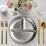 Round Dish Sauce 3 Grid Design Decor Portable Easy to Clean Vintage Seasoning Plate for