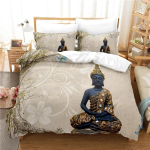 Buddha Kuju Voodipesukomplekt Tekikottide Komplekt 3D Voodipesu Digitaaltr&uuml;kiga Voodipesu Kuninganna Kuningas T&auml;issuuruses Voodipesukomplekt Moodne Disain 70x133cm 2pcs beige