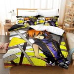 The World Ends With You Sakuraba Neku Voodipesukomplekt Joonisfilm Anime kolmeosaline komplekt T&auml;iskasvanud Laps Magamistuba Tekikottide Komplektid 3D Kawaii Lahe 70x133cm 2pcs