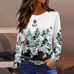 Naiste mood vabaaja l&otilde;hikuga &uuml;mmargune kaelus, pikkade varrukatega vaba tr&uuml;kiga T-s&auml;rk naiste topp L sinine