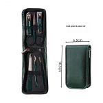 6-osaline roostevabast terasest k&uuml;&uuml;nek&auml;&auml;ride komplekt, manik&uuml;&uuml;ri t&ouml;&ouml;riistad k&otilde;rvalusikaga k&uuml;&uuml;nte hoolduskomplektiga 6-piece zipper set-dark green tumeroheline v&auml;rv