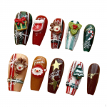Christmas Artificial Nails, Fake Full Coverage, Festival Holiday Stick on, Creative, S