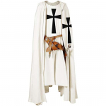 Keskaegne R&uuml;&uuml;tel Ristis&otilde;dija S&otilde;dalase Kost&uuml;&uuml;m Mantel ja Tuunika Halloweeni Kingitused Cosplay Surcoat Renessansi Kleit Riietus 6XL must