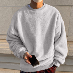 Meeste dressipluusid pikkade varrukatega fliisist vabaaja fuzzy kaelusega pullover soe talv XXXXXL helehall v&auml;rv