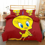 3D Prinditud Tweetys Linnu Voodipesu Komplekt Tekikott Voodikomplekt Tekikate Padjap&uuml;&uuml;r Tekk Kuninga Suurus Kuninganna Suurus Poiste T&auml;iskasvanute Voodipesu Komplekt EU single(135x200cm) yellow