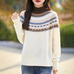 Naiste ka&scaron;miirist kampsun Qinghe ka&scaron;miir 30% ka&scaron;miir 70% vill S&uuml;gis-talvine ka&scaron;miir-pulover pehme ja soe M valge