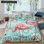 Flamingo Voodipesukomplekt T&uuml;drukulikud Lilled Troopiline Loom Voodipesukomplekt Roosa Lilleline Pol&uuml;ester Tekikott T&uuml;drukutele Lastele Naistele EU single(135x200cm)