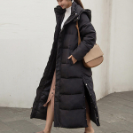 Naiste mood vaba aeg talv Uus puuvillase polsterdatud jope &otilde;huke pikendatud paks puuvillase polsterdatud jope L must