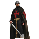 Halloweeni keskaegne templir&uuml;&uuml;tli Hospitalleri tuunika kapuutsiga mantliga Cosplay kost&uuml;&uuml;m, renessanss-kattemantel S punane